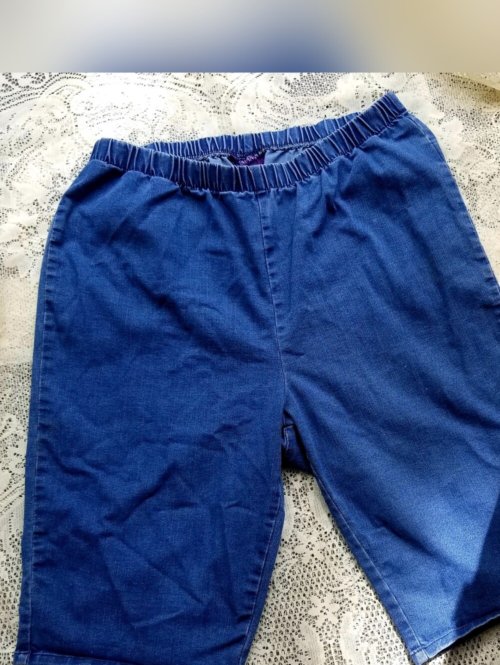 Roaman's Elastic-Waist Blue Cargo Shorts